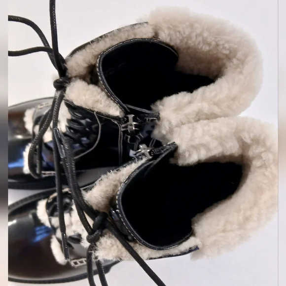 COACH Leighton Shearling Bootie • Black Patent Leather • Size 9.5 B - Picture 7 of 14